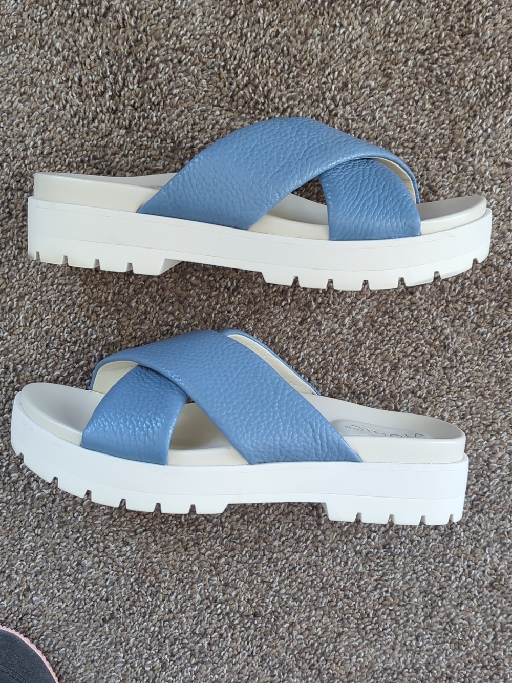 Vionic Blue Leather Vesta Comfort Slide Sandals - Picture 7 of 9